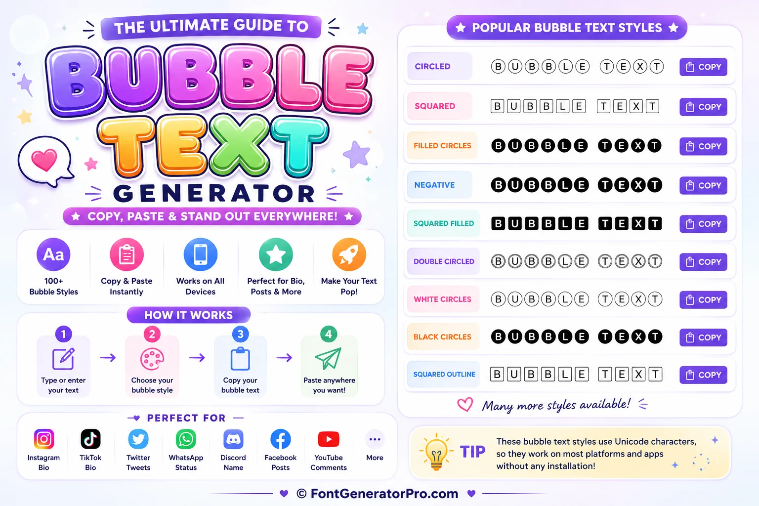 Rounded bubble-style circled Unicode letters used in a playful caption